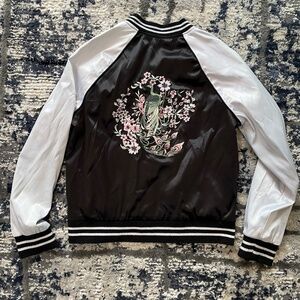 embroidered satin 'bomber' jacket